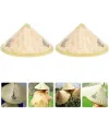 Naturel Renk Cambodia Kamboçyalı Vietnam Şapkası Pvc Hasır