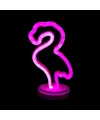 Neon Işıklı Flamingo Yazılı Masa Gece Lambası Pil ve Usb