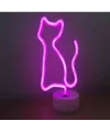 Neon Işıklı Kedi Lamba Pil ve Usb Pembe Işık MZ6200-260