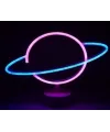 Neon Işıklı Satürn Lamba Pil+usb Mz-503