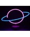 Neon Işıklı Satürn Lamba Pil+usb Mz-503
