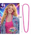 Neon Pembe Boncuk Kolye 80 cm – Retro 80’ler 90’lar Parti Aksesuarı