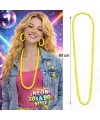 Neon Sarı Boncuk Kolye 80 cm – Retro 80’ler 90’lar Parti Aksesuarı