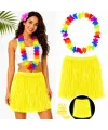 Neon Sarı Hawaii Etek 40 cm ve Rengarenk Hawaii Kolye