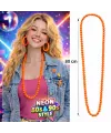 Neon Turuncu Boncuk Kolye 80 cm – Retro 80’ler 90’lar Parti Aksesuarı