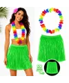 Neon Yeşil Hawaii Etek 40 cm ve Rengarenk Hawaii Kolye