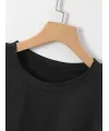 New York Baskılı Oversize Bisiklet Yaka T-shirt - Siyah