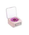 Nostalji Mini Plak Görünümlü Radyolu Bluetooth Hoparlör 3d Ses Dalgası Retro Müzik Plak Pembe
