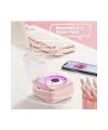 Nostalji Mini Plak Görünümlü Radyolu Bluetooth Hoparlör 3d Ses Dalgası Retro Müzik Plak Pembe