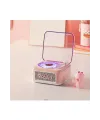Nostalji Mini Plak Görünümlü Radyolu Bluetooth Hoparlör 3d Ses Dalgası Retro Müzik Plak Pembe
