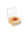 Nostalji Mini Plak Görünümlü Radyolu Bluetooth Hoparlör 3d Ses Dalgası Retro Müzik Plak Sarı