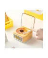 Nostalji Mini Plak Görünümlü Radyolu Bluetooth Hoparlör 3d Ses Dalgası Retro Müzik Plak Sarı