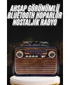 Nostaljik Görünümlü Ahşap Radyo Tf Sd Usb Girişli Led Fener Işıklı