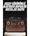 Nostaljik Görünümlü Ahşap Radyo Tf Sd Usb Girişli Led Fener Işıklı