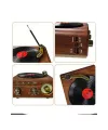 Nostaljik Tasarım Plak Çalar Görünümlü Radyolu Bluetooth Hoparlör Retro Müzik Plak