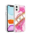 Onegif Apple İphone 11 Lotus Simli Magsafe Kapak - Pembe