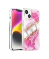 Onegif Apple İphone 14 Lotus Simli Magsafe Kapak - Pembe