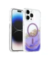 Onegif Apple İphone 15 Pro Max Lotus Simli Magsafe Kapak - Mor