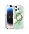 Onegif Apple İphone 15 Pro Max Lotus Simli Magsafe Kapak - Yeşil