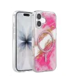 Onegif Apple İphone 16 Lotus Simli Magsafe Kapak - Pembe