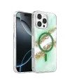 Onegif Apple İphone 16 Pro Max Lotus Simli Magsafe Kapak - Yeşil