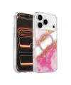 Onegif Apple İphone 17 Pro Max Lotus Simli Magsafe Kapak - Pembe