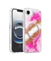 Onegif Apple İphone 17e Lotus Simli Magsafe Kapak - Pembe