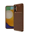 Oppo A60 Kılıf Auto Focus Karbon Kapak - Kahverengi