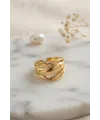 Örgü Formlu Geniş Tasarım Gold Renk Yüzük