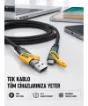 Örgülü Tasarım 4’ü 1 Arada Usb-c Lightning Hızlı Şarj Kablosu