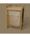 Orta Boy Ahşap Bambu Kirli Sepeti 40x35x60