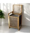 Orta Boy Ahşap Bambu Kirli Sepeti 40x35x60