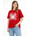 Örümcek Baskılı Tişört Kısa Kollu Bisiklet Yaka T-Shirt - Kırmızı