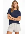 Osy Modal Yumuşak Dokulu Kumaş Bisiklet Yaka T-shirt - İndigo