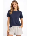 Osy Modal Yumuşak Dokulu Kumaş Bisiklet Yaka T-shirt - İndigo
