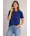 Osy Modal Yumuşak Dokulu Kumaş Bisiklet Yaka T-shirt - Lacivert