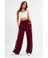Osy Modal Yumuşak Dokulu Nakışlı Cepli Oversize Bol Paça Eşofman Altı - Bordo