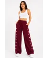 Osy Modal Yumuşak Dokulu Nakışlı Cepli Oversize Bol Paça Eşofman Altı - Bordo