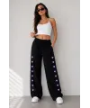 Osy Modal Yumuşak Dokulu Nakışlı Cepli Oversize Bol Paça Eşofman Altı - Siyah