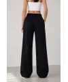 Osy Modal Yumuşak Dokulu Nakışlı Cepli Oversize Bol Paça Eşofman Altı - Siyah