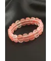 Oval Kesim Pembe Kuvars Doğaltaşlı Bileklik