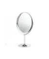 Oval Masaüstü Ayaklı 360° Dönebilen, İşyeri, Seyahat İçin Mini Krom Ayna 15X25CM