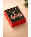 Oval Mineli Kutulu Kolye Set