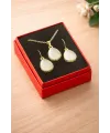 Oval Mineli Kutulu Kolye Set