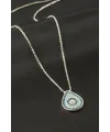 Oval Nazar Zirkon Taşlı Kolye