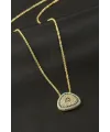 Oval Nazar Zirkon Taşlı Kolye