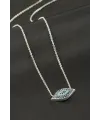Oval Nazar Zirkon Taşlı Kolye