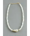 Oval Taşlı İnci  Kolye
