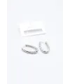 Oval Taşlı Küpe - Gümüş