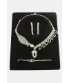 Oval Taşlı Lüks Set Kolye